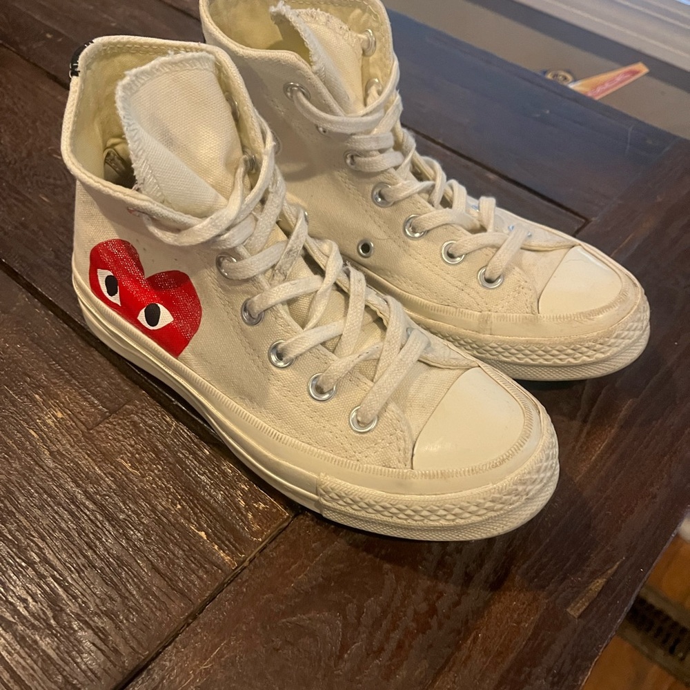 Converse High-Tops - Cream with Red Heart